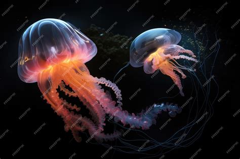 Jellyfish! This gelatinous creature pulsates gracefully through the water column, exhibiting a mesmerizing display of bioluminescence